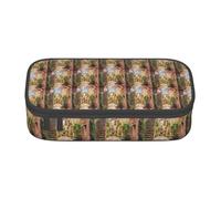 HAHAFU Italian Street Durable Large Capacity Pencil Case with Multiple Compartments,Print Water-Resistant Polyester School Supplies Organizer (Square Design)