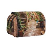 HAHAFU Italian Street Flip-Top Double-Layer Pencil Case,Large Capacity (Holds 50 Pens/Pencis),Full-Print Durable Polyester School Office Supplies