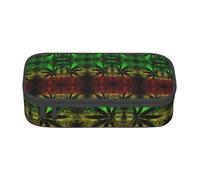 HAHAFU Jamaica Flag Leaves Durable Large Capacity Pencil Case with Multiple Compartments,Print Water-Resistant Polyester School Supplies Organizer (Square Design)