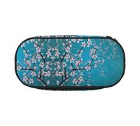 HAHAFU Japanese Cherry Flowers Double Zipper Pencil Case Makeup Bag,Large Capacity Crush-Resistant Polyester Organizer for School Office Travel