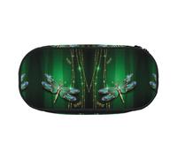 HAHAFU Jewel Dragonfly Double Zipper Pencil Case Makeup Bag,Large Capacity Crush-Resistant Polyester OrganizerFor School Office Travel