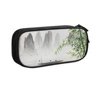 HAHAFU Landscape Painting Double Layer Large Capacity Pencil Case, Full Print Oxford-Cloth Pencil Pouch with Multiple Compartments