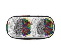 HAHAFU Left and Right Brain Double Zipper Pencil Case Makeup Bag,Large Capacity Crush-Resistant Polyester OrganizerFor School Office Travel