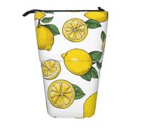 HAHAFU Lemon Fruit Pattern Telescopic Pencil Case, Oxford-Cloth Adjustable Pencil Pouch with Zipper, Multi-Functional Portable Stationery Bag for School Office