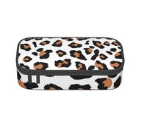 HAHAFU Leopard Durable Large Capacity Pencil Case with Multiple Compartments,Print Water-Resistant Polyester School Supplies Organizer (Square Design)