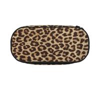 HAHAFU Leopard Pattern Double Zipper Pencil Case Makeup Bag,Large Capacity Crush-Resistant Polyester Organizer for School Office Travel
