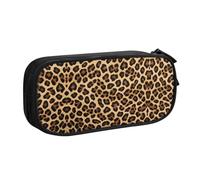 HAHAFU Leopard Print Double Layer Large Capacity Pencil Case, Full Print Oxford-Cloth Pencil Pouch with Multiple Compartments,Customizable Smooth Zipper Stationery Bag