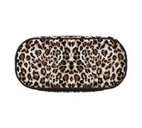 HAHAFU Leopard Print Double Zipper Pencil Case Makeup Bag,Large Capacity Crush-Resistant Polyester Organizer for School Office Travel