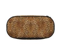 HAHAFU Leopard Print Double Zipper Pencil Case Makeup Bag,Large Capacity Crush-Resistant Polyester Organizer for School Office Travel