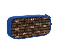 HAHAFU Library Bookshelf Book Double Layer Large Capacity Pencil Case, Full Print Oxford-Cloth Pencil Pouch with Multiple Compartments,Customizable Smooth Zipper Stationery Bag