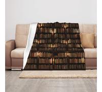 HAHAFU Library Bookshelf Book Warm Throw Blanket, Personalised Print Absorbent Soft Flannel Blanket For Bed Sofa 125x100cm