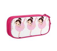 HAHAFU Little Ballerina Dancing Girl Double Layer Large Capacity Pencil Case, Full Print Oxford-Cloth Pencil Pouch with Multiple Compartments,Customizable Smooth Zipper Stationery Bag