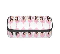 HAHAFU Little Ballerina Dancing Girl Durable Large Capacity Pencil Case with Multiple Compartments,Print Water-Resistant Polyester School Supplies Organizer (Square Design)
