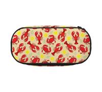 HAHAFU Lobster and Crab Double Zipper Pencil Case Makeup Bag,Large Capacity Crush-Resistant Polyester Organizer for School Office Travel