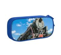 HAHAFU Locomotive Double Layer Large Capacity Pencil Case, Full Print Oxford-Cloth Pencil Pouch with Multiple Compartments