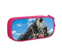 HAHAFU Locomotive Double Layer Large Capacity Pencil Case, Full Print Oxford-Cloth Pencil Pouch with Multiple Compartments