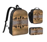 HAHAFU Many Zombie 17 Inch School Backpack Set with Pencil Case and Lunch Bag,Matching Print Design,Durable Polyester School Bag for Kids Teens Boys Girls