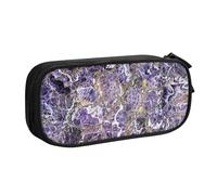 HAHAFU Marble Purple Double Layer Large Capacity Pencil Case, Full Print Oxford-Cloth Pencil Pouch with Multiple Compartments,Customizable Smooth Zipper Stationery Bag