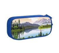 HAHAFU Mountain Lake View Sunny Day Nature Double Layer Large Capacity Pencil Case, Full Print Oxford-Cloth Pencil Pouch with Multiple Compartments,Customizable Smooth Zipper Stationery Bag