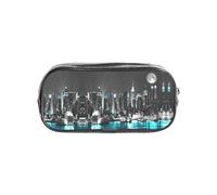 HAHAFU New York Paintings Clear PVC Pencil Case,Transparent Makeup Bag for School,Office,Travel Gym Accessories Organizer (Full Print Front Panel)