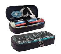 HAHAFU New York Paintings Leather Pencil Case for Girls Boys,Personalised Print Large Stationery Pencil Case with Compartments.
