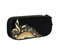 HAHAFU Novel Music Note Double Layer Large Capacity Pencil Case, Full Print Oxford-Cloth Pencil Pouch with Multiple Compartments,Customizable Smooth Zipper Stationery Bag