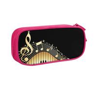 HAHAFU Novel Music Note Double Layer Large Capacity Pencil Case, Full Print Oxford-Cloth Pencil Pouch with Multiple Compartments,Customizable Smooth Zipper Stationery Bag