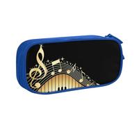 HAHAFU Novel Music Note Double Layer Large Capacity Pencil Case, Full Print Oxford-Cloth Pencil Pouch with Multiple Compartments,Customizable Smooth Zipper Stationery Bag