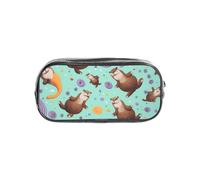 HAHAFU Otters Clear Pencil Case with Full Print On Front Panel,Transparent PVC Pouch, Lightweight Wear-Resistant, Zipper Closure for School, Office, Travel