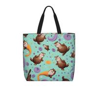 HAHAFU Otters Multiprint Durable Water-Resistant Polyester Tote Shoulder Bag-Lightweight Casual Daypack For Shopping,School, Office Daily Use