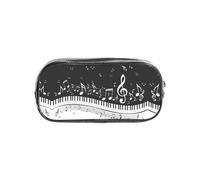 HAHAFU Piano Keys with Musical Notes Clear Pencil Case with Full Print On Front Panel,Transparent PVC Pouch, Lightweight Wear-Resistant, Zipper Closure for School, Office, Travel