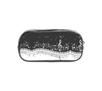 HAHAFU Piano Keys with Musical Notes Clear PVC Pencil Case,Transparent Makeup Bag for School,Office,Travel Gym Accessories Organizer (Full Print Front Panel)
