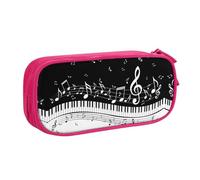 HAHAFU Piano Keys with Musical Notes Double Layer Large Capacity Pencil Case, Full Print Oxford-Cloth Pencil Pouch with Multiple Compartments,Customizable Smooth Zipper Stationery Bag