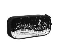 HAHAFU Piano Keys with Musical Notes Double Layer Large Capacity Pencil Case, Full Print Oxford-Cloth Pencil Pouch with Multiple Compartments,Customizable Smooth Zipper Stationery Bag