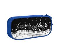 HAHAFU Piano Keys with Musical Notes Double Layer Large Capacity Pencil Case, Full Print Oxford-Cloth Pencil Pouch with Multiple Compartments,Customizable Smooth Zipper Stationery Bag