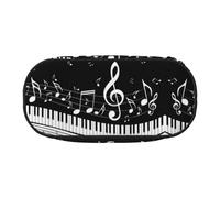 HAHAFU Piano Keys with Musical Notes Double Zipper Pencil Case Makeup Bag,Large Capacity Crush-Resistant Polyester Organizer for School Office Travel (Full Print Design)