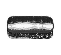 HAHAFU Piano Keys with Musical Notes Durable Large Capacity Pencil Case with Multiple Compartments,Print Water-Resistant Polyester School Supplies Organizer (Square Design)