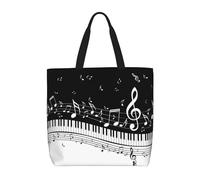 HAHAFU Piano Keys With Musical Notes Multiprint Durable Water-Resistant Polyester Tote Shoulder Bag-Lightweight Casual Daypack For Shopping,School, Office Daily Use