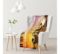 HAHAFU Piano Violin Music Notes30x40 Inch Vertical Design Flannel Throw Blanket-Full Print,Anti-Pilling,Soft Polyester Plush For Home,Travel