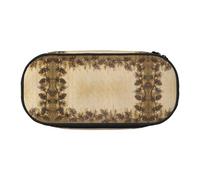 HAHAFU Pine Cone Border Double Zipper Pencil Case Makeup Bag,Large Capacity Crush-Resistant Polyester Organizer for School Office Travel