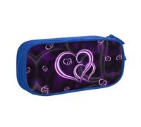 HAHAFU Purple Hearts Double Layer Large Capacity Pencil Case, Full Print Oxford-Cloth Pencil Pouch with Multiple Compartments