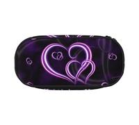 HAHAFU Purple Hearts Double Zipper Pencil Case Makeup Bag,Large Capacity Crush-Resistant Polyester Organizer for School Office Travel