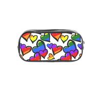 HAHAFU Rainbow Colored Gay Pride Hearts Clear Pencil Case with Full Print On Front Panel,Transparent PVC Pouch, Lightweight Wear-Resistant, Zipper Closure for School, Office, Travel