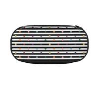 HAHAFU Rainbow Polka Dot Stripe Black and White Double Zipper Pencil Case Makeup Bag,Large Capacity Crush-Resistant Polyester Organizer for School Office Travel