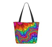HAHAFU Rainbow Tie Dye-Red Women'S Large Shopping Tote Bag, Lightweight Durable Polyester Tote With All-Over Print,Foam Padded For Protection