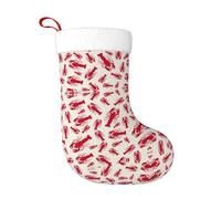 HAHAFU Red Lobster Christmas Stocking, Personalised Large Print Fluffy Hanging Socks For Christmas Decorations