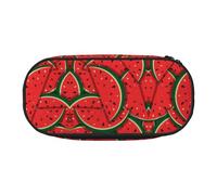 HAHAFU Red Watermelon Double Zipper Pencil Case Makeup Bag,Large Capacity Crush-Resistant Polyester Organizer for School Office Travel