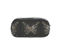 HAHAFU Rhinestone Butterfly Clear Pencil Case with Full Print On Front Panel,Transparent PVC Pouch, Lightweight Wear-Resistant, Zipper Closure for School, Office, Travel
