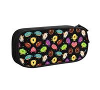 HAHAFU Ring Bread with Jam Double Layer Large Capacity Pencil Case, Full Print Oxford-Cloth Pencil Pouch with Multiple Compartments,Customizable Smooth Zipper Stationery Bag