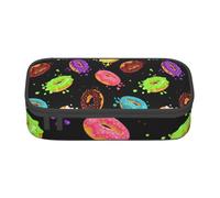 HAHAFU Ring Bread with Jam Durable Large Capacity Pencil Case with Multiple Compartments,Print Water-Resistant Polyester School Supplies Organizer (Square Design)
